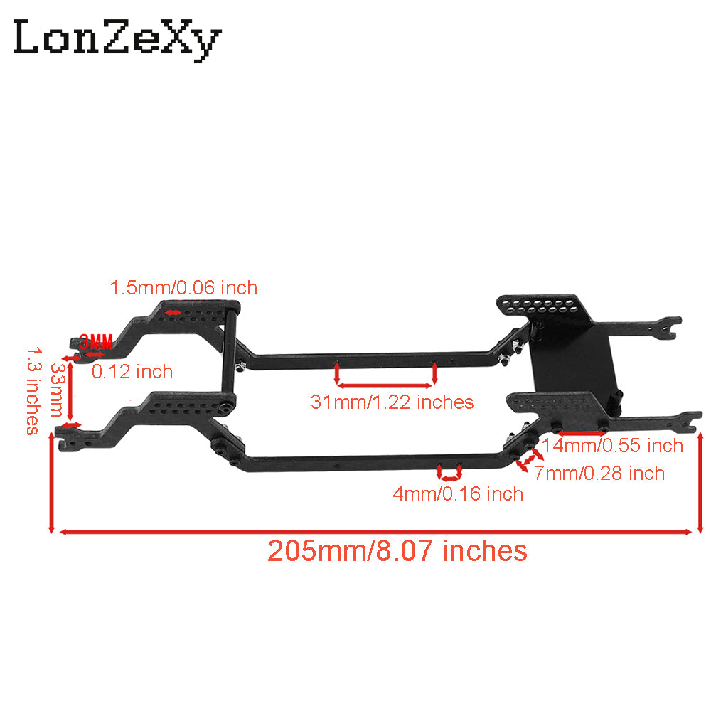 LONZEXY Universal LCG Chassis Frame Kit for 1/18 TRX4M (Aluminum)