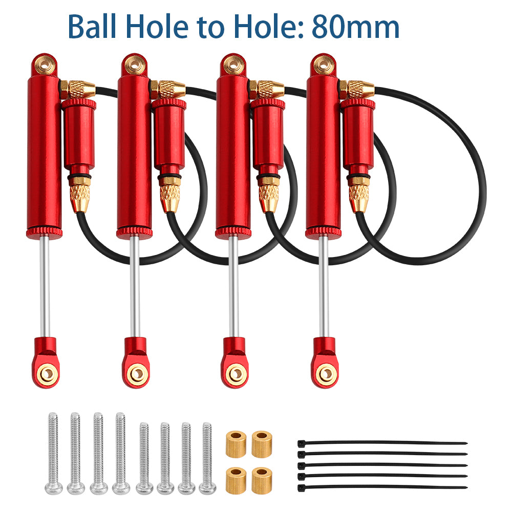 LonZeXy 4PCS Remote Reservoir Negative Pressure Shock Absorber 56/63/68/75/80mm Oil Damper For Traxxas TRX4M 1/18 RC Crawler Car Upgrade Aluminum Suspension Parts