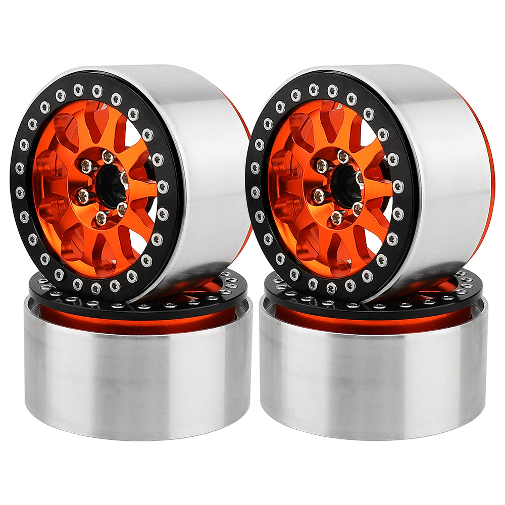 LonZeXy 2.2 Inch CNC Aluminum Beadlock Wheel Rims 110.5g 64.5×35mm For 1/10 RC Crawler Axial SCX10 II TRX4 RC Off‑Road Car Upgrade Replacement Hubs