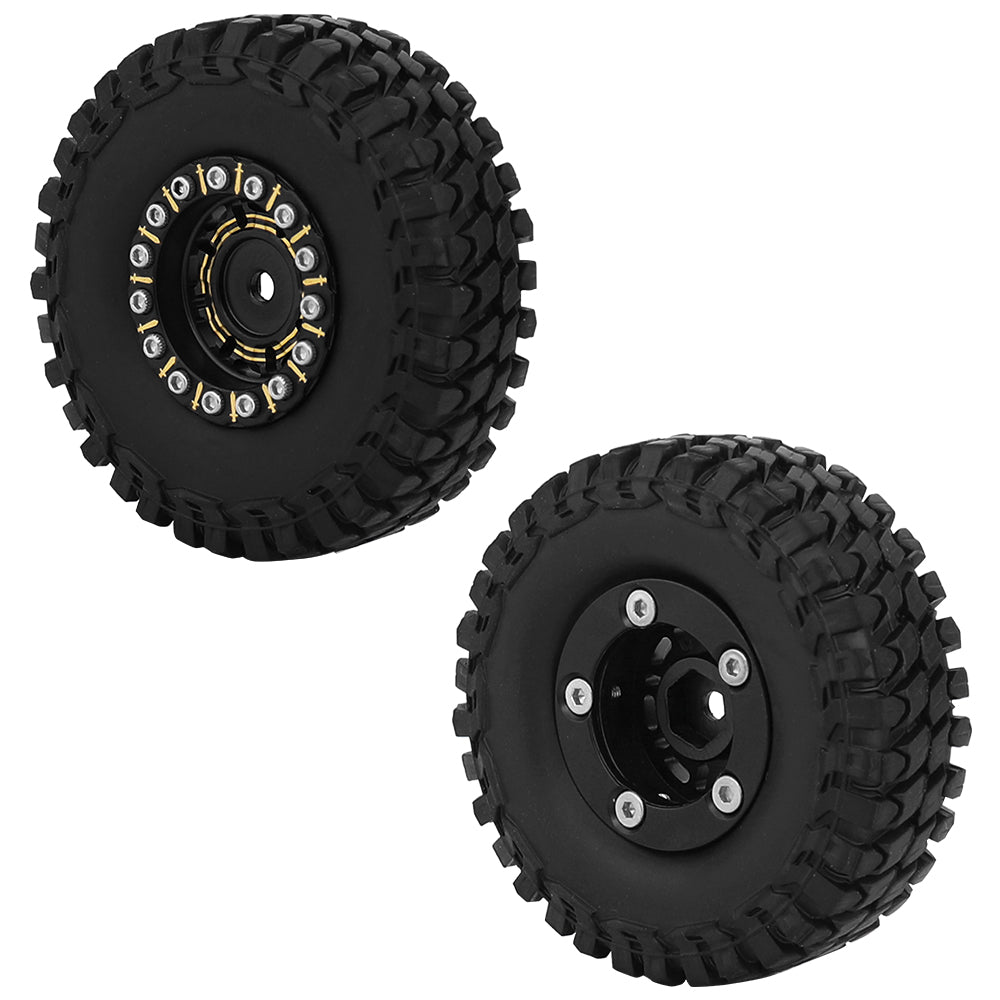 LonZeLy 1/18 1/24 RC Crawler Brass Beadlock Wheel Rims 4Pcs Black Gold With 55mm Rubber Tires RC Offroad Upgrade Parts
