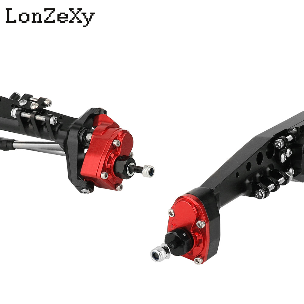 Lonzexy 1/10 Aluminum RC Portal Axles Set  for Axial Capra SCX10 III LCG (Black F&R Set)