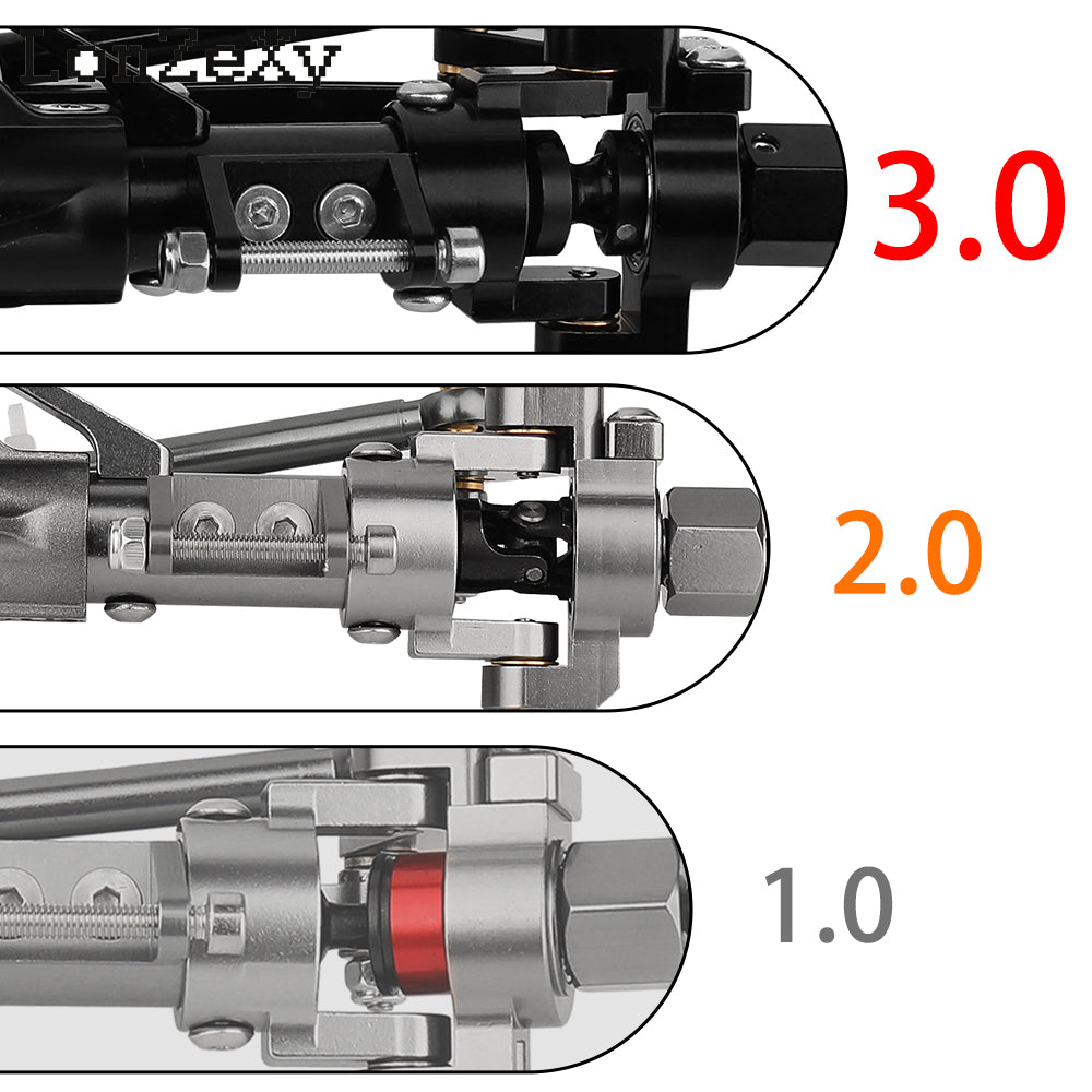 Lonzexy Aluminum Complete Axle Set + Enhanced Axle Shaft for Axial SCX10 RC4WD D90 (Black Front+Rear)