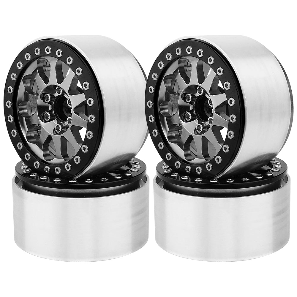 LonZeXy 2.2 Inch CNC Aluminum Beadlock Wheel Rims 110.5g 64.5×35mm For 1/10 RC Crawler Axial SCX10 II TRX4 RC Off‑Road Car Upgrade Replacement Hubs
