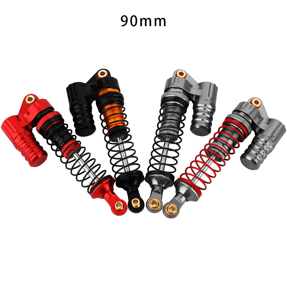 LonZeXy 4PCS 1/10 RC Crawler Piggyback Oil Shock Absorber 70/80/90/100/110/120mm Dual Spring Adjustable Damper For Axial SCX10 TRX4 D90 RC Off-Road Car Upgrade Parts