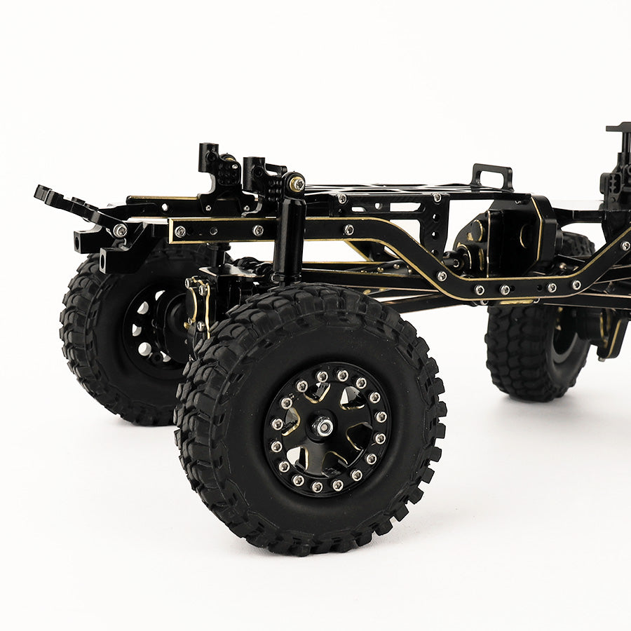 LonZeXy 1/18 1/24 RC Crawler Brass Wheel Rims 4Pcs Black Gold Heavy Weight Wheel Hub with Rubber Tires RC Car Upgrade Parts