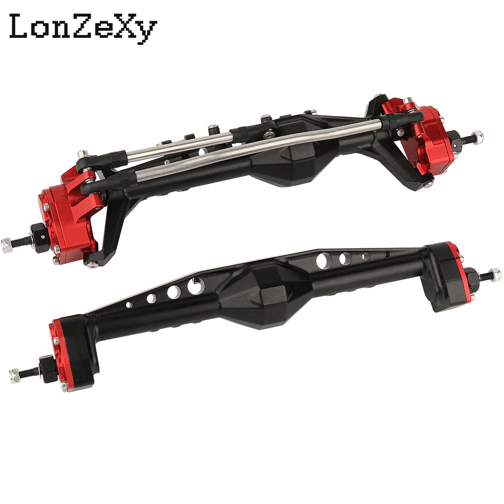 Lonzexy 1/10 Aluminum RC Portal Axles Set  for Axial Capra SCX10 III LCG (Black F&R Set)
