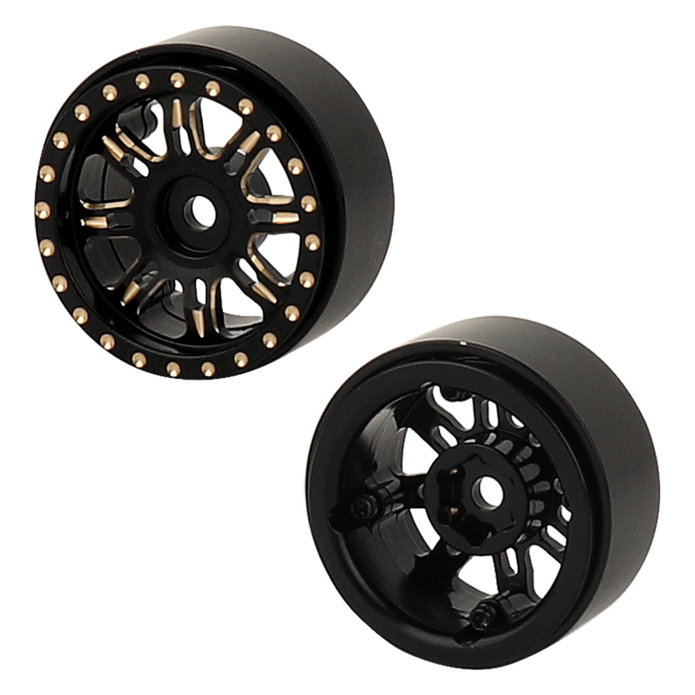 LonZeXy 1/18 1/24 RC Crawler Heavy Duty Brass Beadlock Wheel Hubs 4Pcs Black Gold RC Off-Road Car Upgrade Wheel Rims