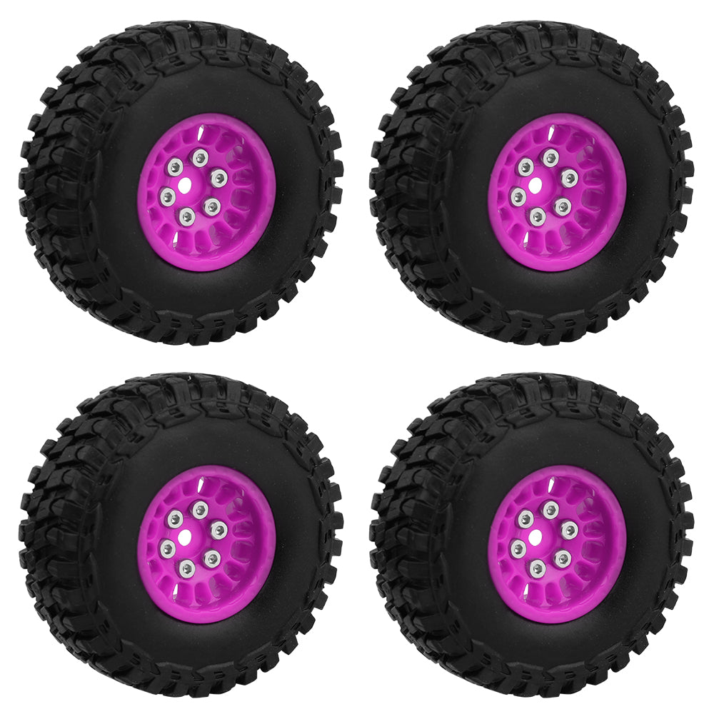 LonZeXy 1.0 inch Plastic Wheel Hub Rims or with Rubber Tires 4PCS For 1/24 SCX24 1/28 RC Off-Road Buggy Mini Model Truck 29.6mm Diameter Colorful RC Car Replacement Parts Style B