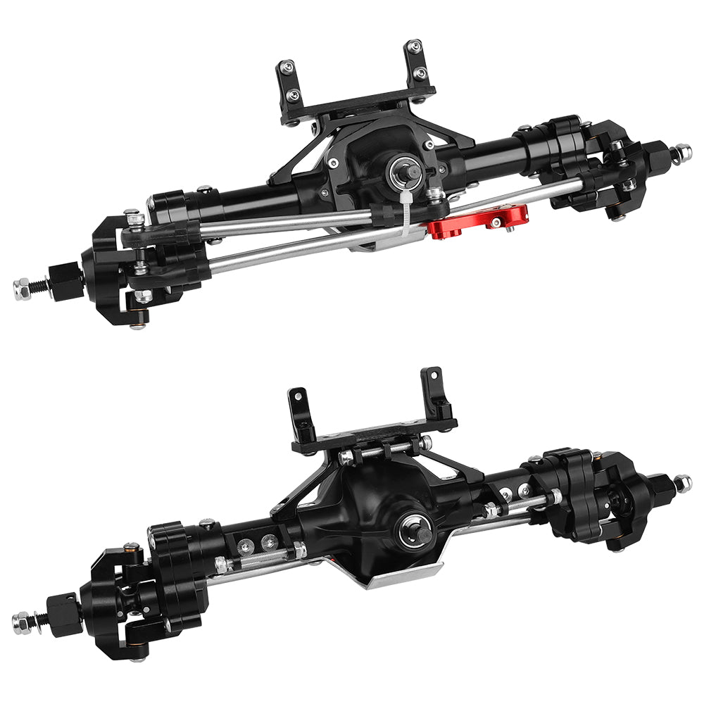 LonZeXy CNC Aluminum Portal Middle Axle With Steering Link Option, Metal Portal Axle For 1/10 SCX10 6x6 RC Crawler Chassis Upgrade Parts
