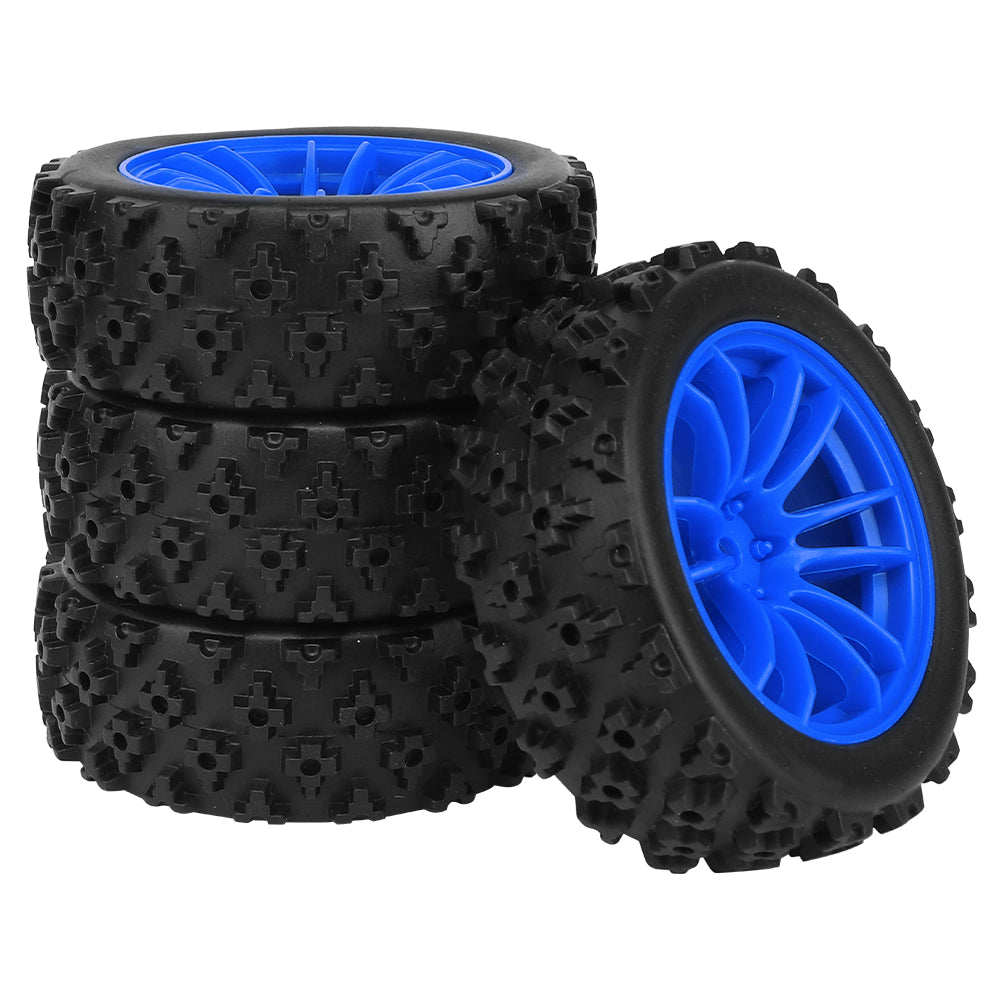 1/10 RC Off-Road Buggy Wheels 34.2g Knobby All-Terrain Rubber Tires Multi Color Plastic Rims 12mm Hex RC Upgrade Parts