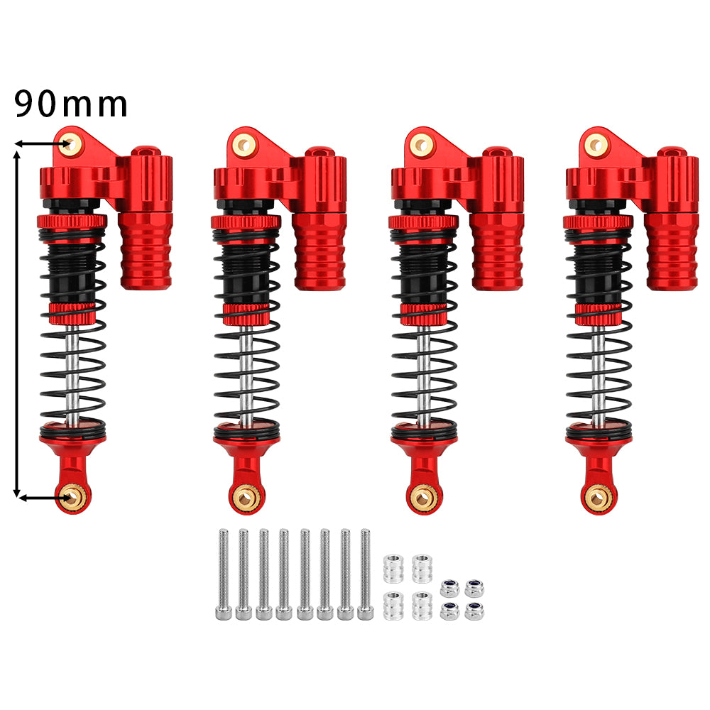 LonZeXy 4PCS 1/10 RC Crawler Piggyback Oil Shock Absorber 70/80/90/100/110/120mm Dual Spring Adjustable Damper For Axial SCX10 TRX4 D90 RC Off-Road Car Upgrade Parts