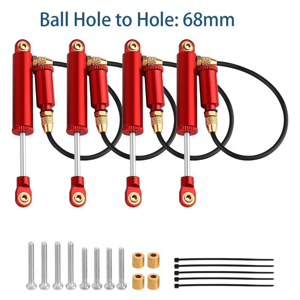 LonZeXy 4PCS Remote Reservoir Negative Pressure Shock Absorber 56/63/68/75/80mm Oil Damper For Traxxas TRX4M 1/18 RC Crawler Car Upgrade Aluminum Suspension Parts