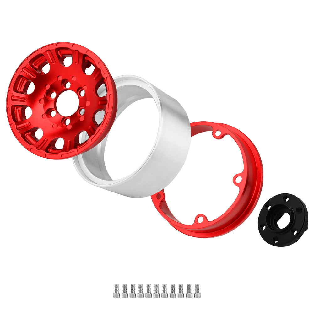 LonZeXy 1.9 Inch CNC Aluminum Beadlock Wheel Rim & Rubber Tire Assembly For 1/10 RC Crawler SCX10 Off-Road Climbing Car RC Upgrade Wheels