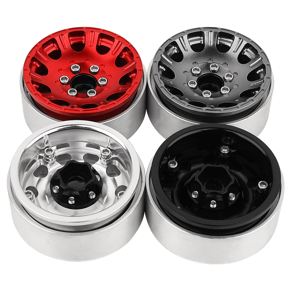 LonZeXy 1.9 Inch CNC Aluminum Beadlock Wheel Rim & Rubber Tire Assembly For 1/10 RC Crawler SCX10 Off-Road Climbing Car RC Upgrade Wheels