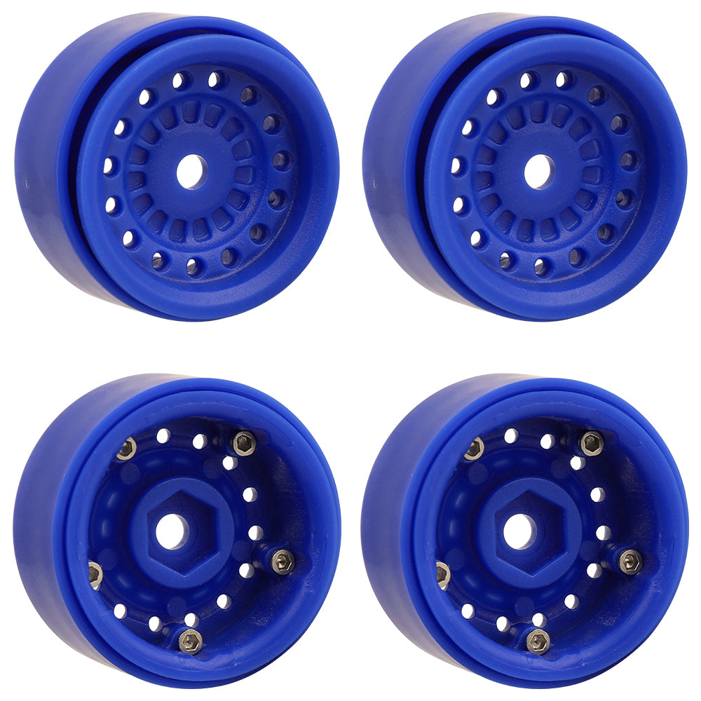 LonZeXy 1.0 inch Plastic Wheel Hub Rims or with Rubber Tires 4PCS For 1/24 SCX24 1/28 RC Off-Road Buggy Mini Model Truck 29.6mm Diameter Colorful RC Car Replacement Parts Style D