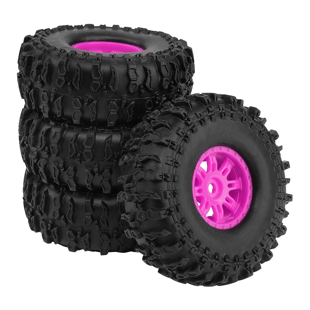 LonZeXy 1.0 inch Plastic Wheel Hub Rims or with Rubber Tires 4PCS For 1/24 SCX24 1/28 RC Off-Road Buggy Mini Model Truck 29.6mm Diameter Colorful RC Car Replacement Parts Style H
