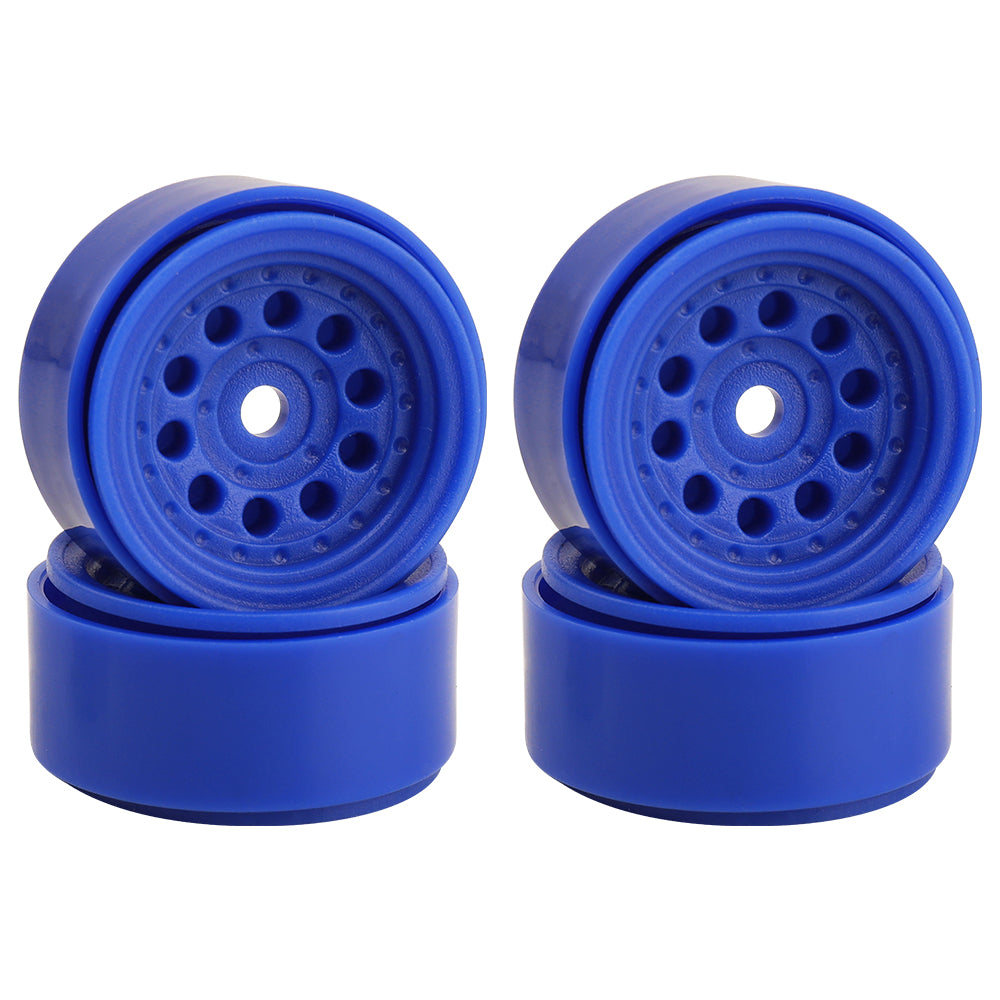 LonZeXy 1.0 inch Plastic Wheel Hub Rims or with Rubber Tires 4PCS For 1/24 SCX24 1/28 RC Off-Road Buggy Mini Model Truck 29.6mm Diameter Colorful RC Car Replacement Parts Style A