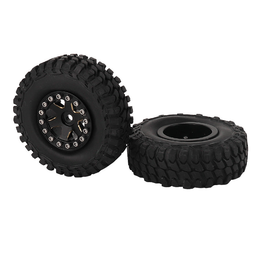 LonZeXy 1/18 1/24 RC Crawler Brass Wheel Rims 4Pcs Black Gold Heavy Weight Wheel Hub with Rubber Tires RC Car Upgrade Parts