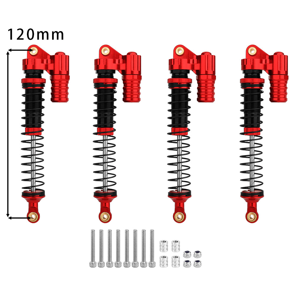 LonZeXy 4PCS 1/10 RC Crawler Piggyback Oil Shock Absorber 70/80/90/100/110/120mm Dual Spring Adjustable Damper For Axial SCX10 TRX4 D90 RC Off-Road Car Upgrade Parts