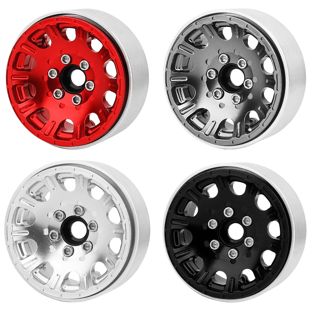LonZeXy 1.9 Inch CNC Aluminum Beadlock Wheel Rim & Rubber Tire Assembly For 1/10 RC Crawler SCX10 Off-Road Climbing Car RC Upgrade Wheels