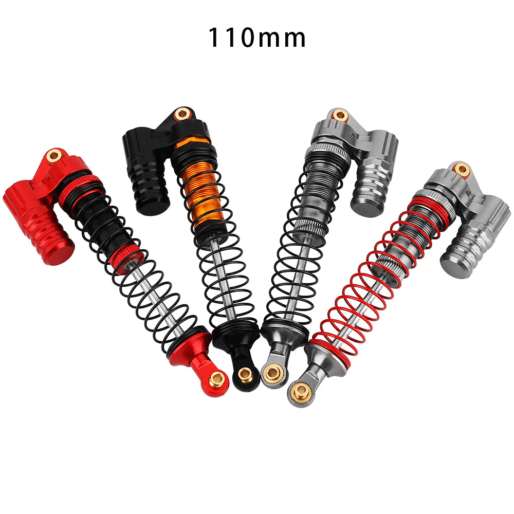 LonZeXy 4PCS 1/10 RC Crawler Piggyback Oil Shock Absorber 70/80/90/100/110/120mm Dual Spring Adjustable Damper For Axial SCX10 TRX4 D90 RC Off-Road Car Upgrade Parts