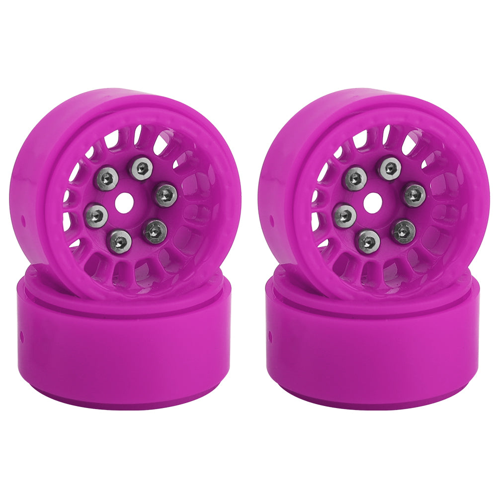 LonZeXy 1.0 inch Plastic Wheel Hub Rims or with Rubber Tires 4PCS For 1/24 SCX24 1/28 RC Off-Road Buggy Mini Model Truck 29.6mm Diameter Colorful RC Car Replacement Parts Style B