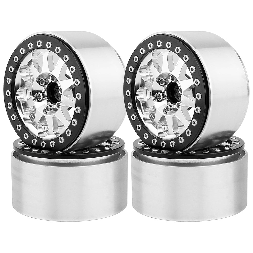 LonZeXy 2.2 Inch CNC Aluminum Beadlock Wheel Rims 110.5g 64.5×35mm For 1/10 RC Crawler Axial SCX10 II TRX4 RC Off‑Road Car Upgrade Replacement Hubs