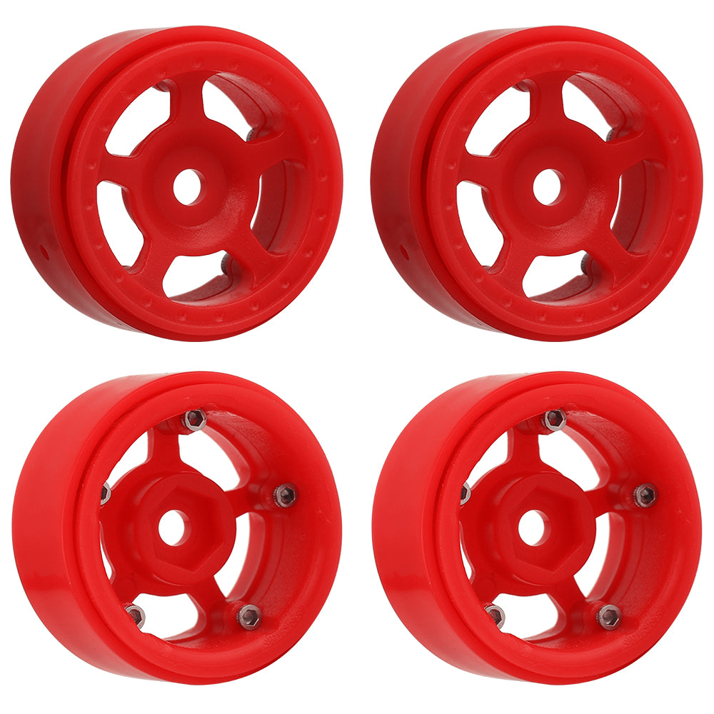 LonZeXy 1.0 inch Plastic Wheel Hub Rims or with Rubber Tires 4PCS For 1/24 SCX24 1/28 RC Off-Road Buggy Mini Model Truck 29.6mm Diameter Colorful RC Car Replacement Parts Style J