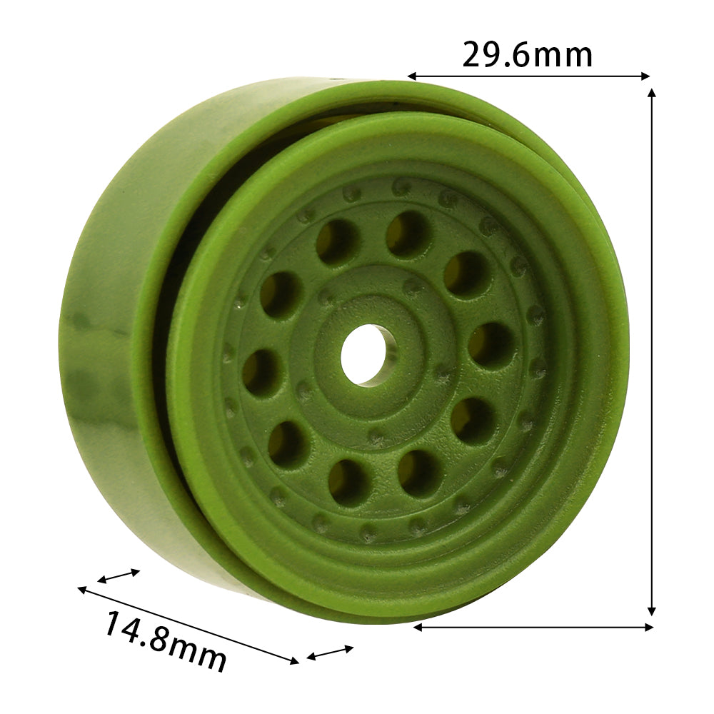 LonZeXy 1.0 inch Plastic Wheel Hub Rims or with Rubber Tires 4PCS For 1/24 SCX24 1/28 RC Off-Road Buggy Mini Model Truck 29.6mm Diameter Colorful RC Car Replacement Parts Style A