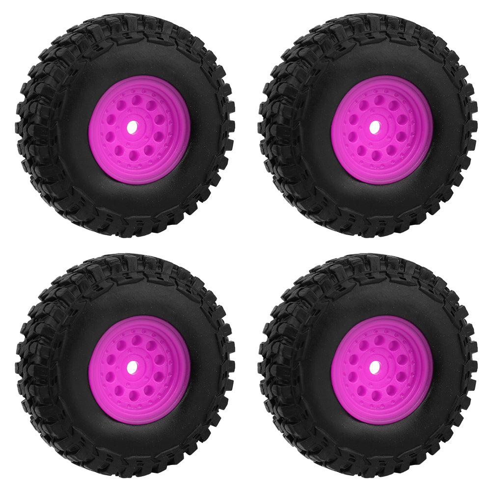 LonZeXy 1.0 inch Plastic Wheel Hub Rims or with Rubber Tires 4PCS For 1/24 SCX24 1/28 RC Off-Road Buggy Mini Model Truck 29.6mm Diameter Colorful RC Car Replacement Parts Style A