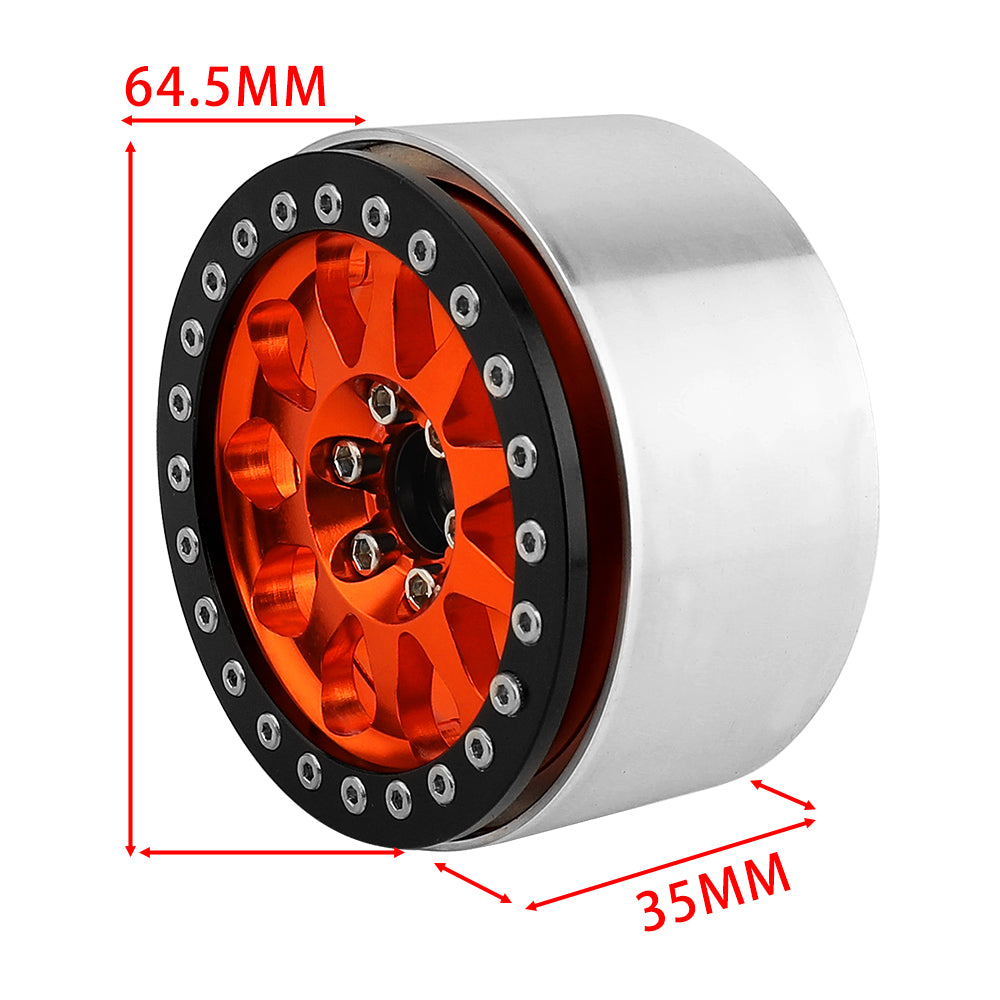 LonZeXy 2.2 Inch CNC Aluminum Beadlock Wheel Rims 110.5g 64.5×35mm For 1/10 RC Crawler Axial SCX10 II TRX4 RC Off‑Road Car Upgrade Replacement Hubs