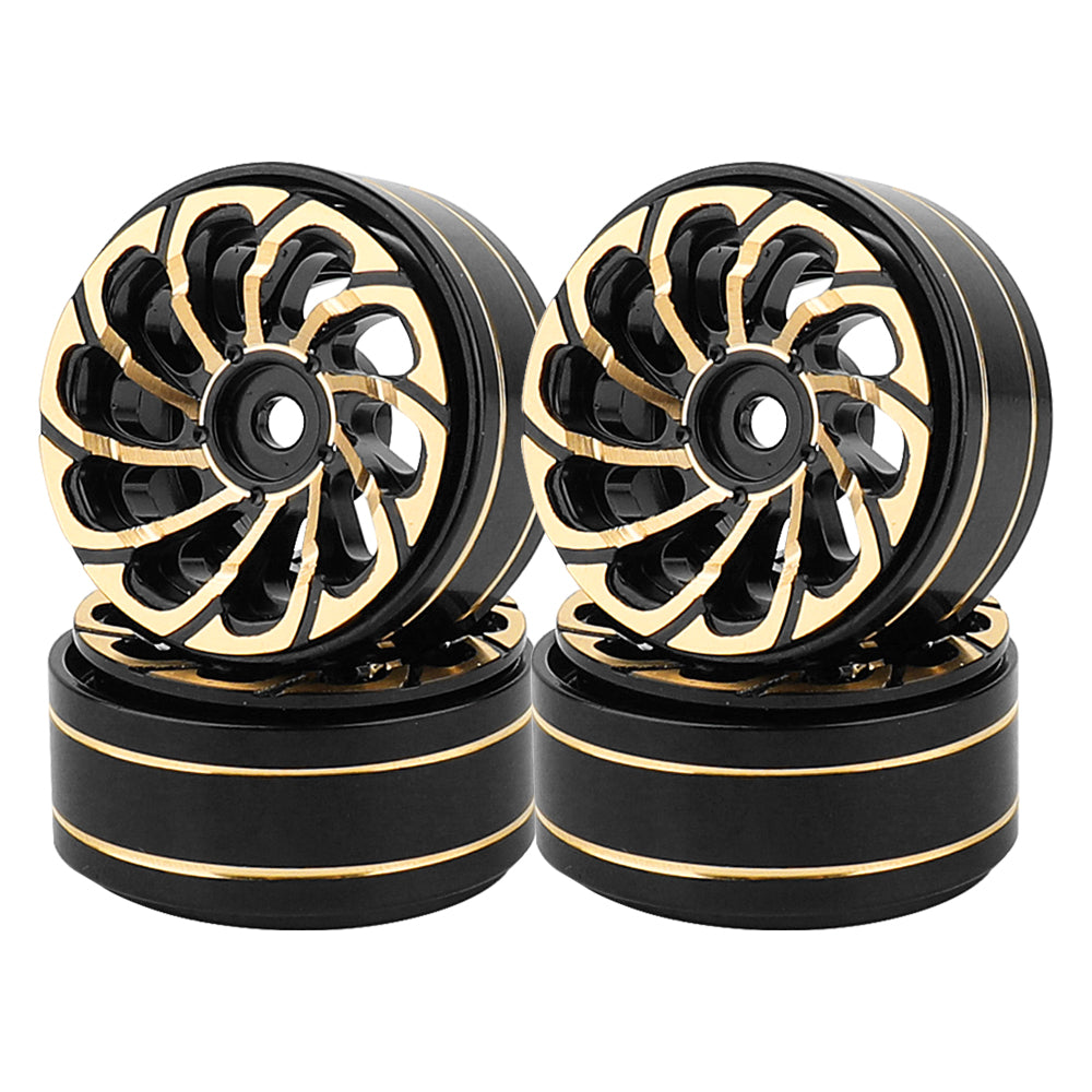 LonZeXy 1/18 1/24 RC Crawler Brass Beadlock Wheel Rims 4Pcs Black Gold Heavy Weight Wheel Hub RC Offroad Upgrade Parts
