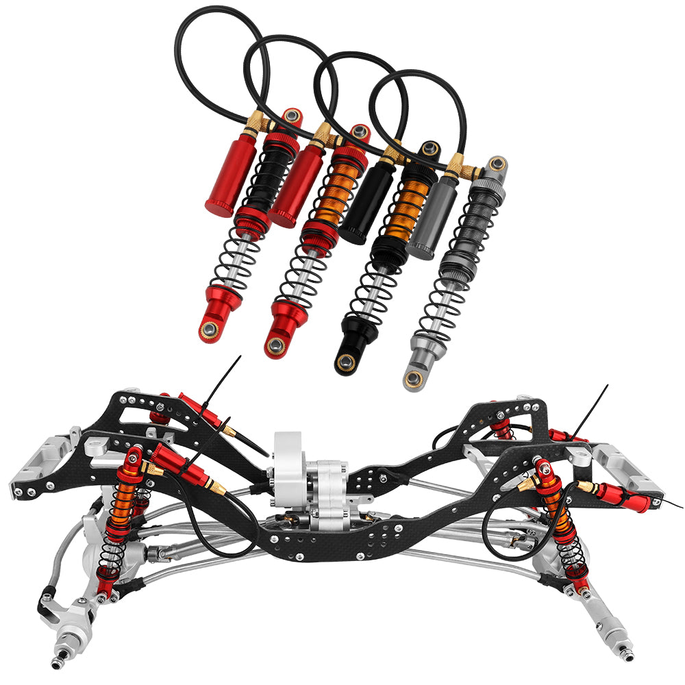 LonZeXy 4PCS Remote Reservoir Dual Spring Negative Pressure Shock Absorber 70/80/90/100/110/120mm Oil Damper For Axial SCX10 TRX4 TRX6 Wraith 1/10 RC Crawler Upgrade Parts