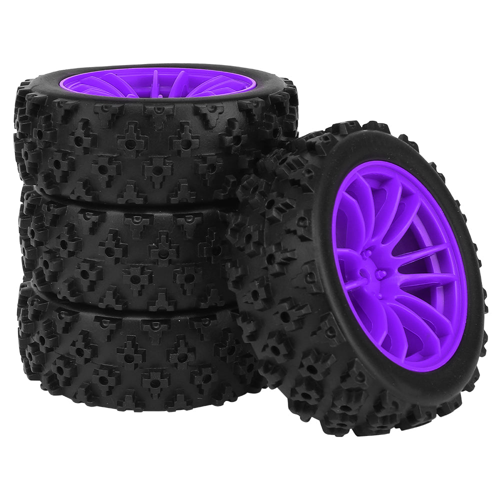 1/10 RC Off-Road Buggy Wheels 34.2g Knobby All-Terrain Rubber Tires Multi Color Plastic Rims 12mm Hex RC Upgrade Parts