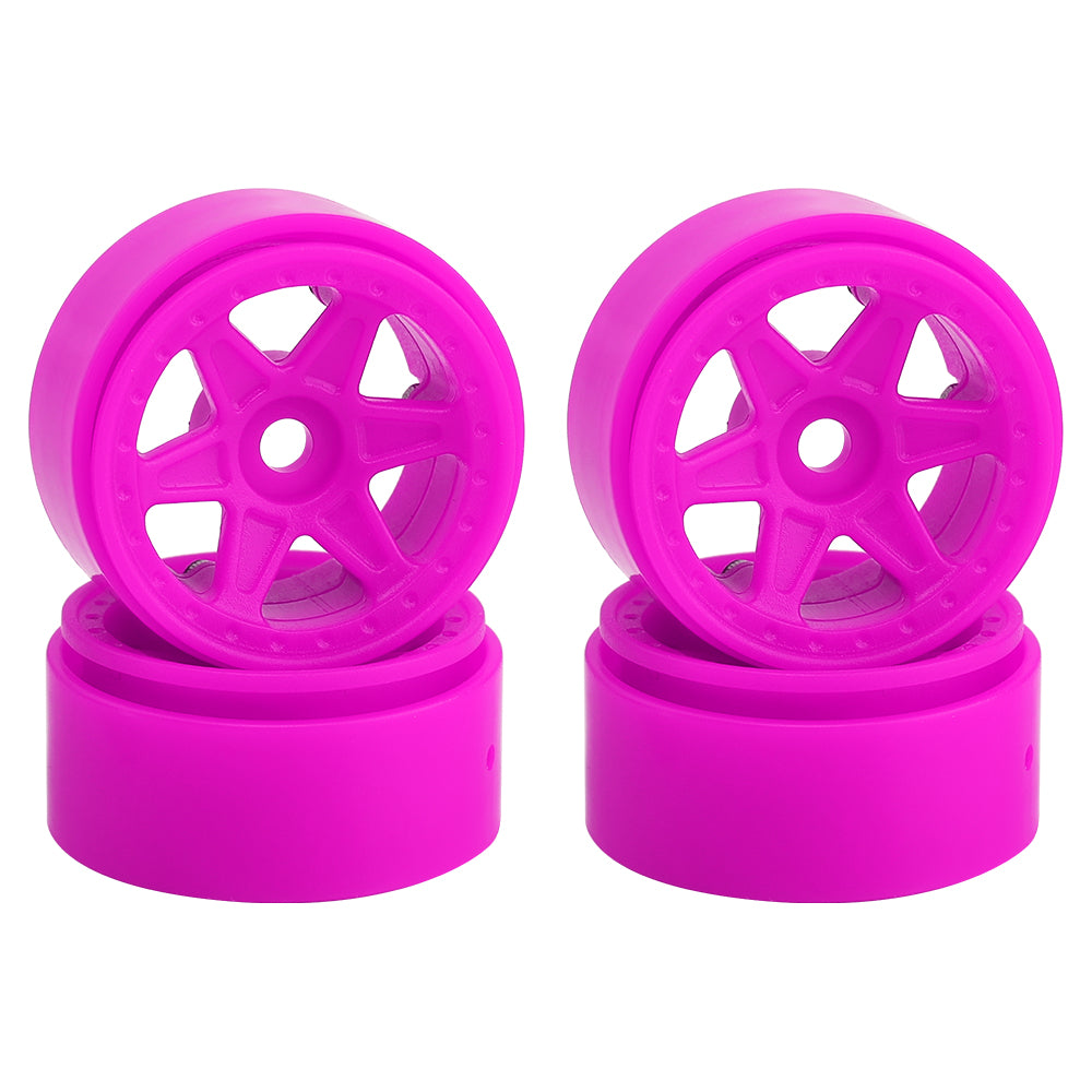 LonZeXy 1.0 inch Plastic Wheel Hub Rims or with Rubber Tires 4PCS For 1/24 SCX24 1/28 RC Off-Road Buggy Mini Model Truck 29.6mm Diameter Colorful RC Car Replacement Parts Style L