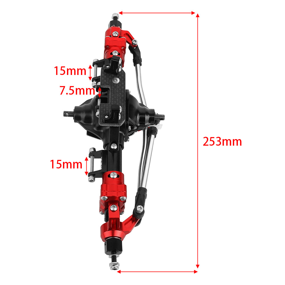 LonZeXy CNC Aluminum Portal Middle Axle With Steering Link Option, Metal Portal Axle For 1/10 SCX10 6x6 RC Crawler Chassis Upgrade Parts