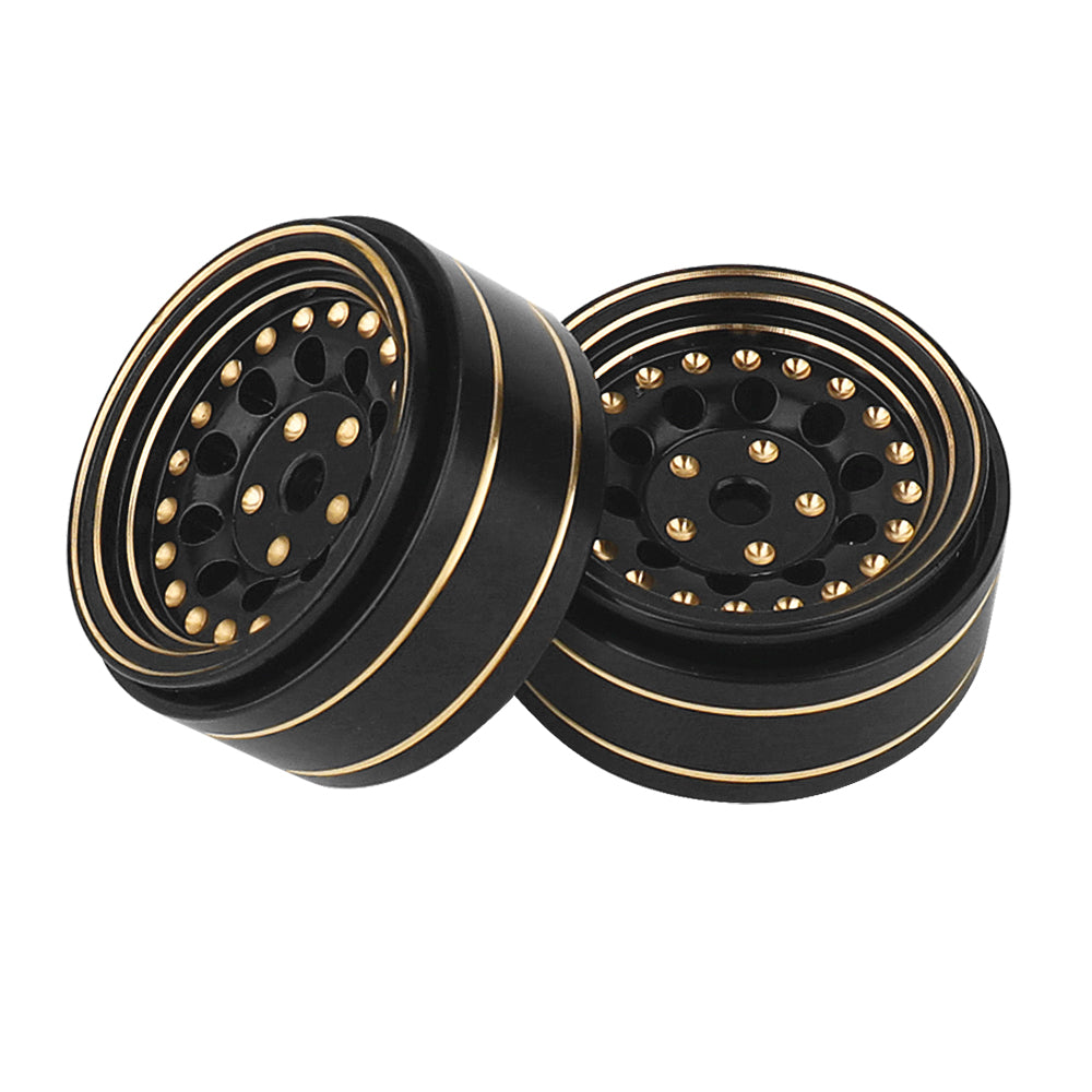 LonZeXy 1/18 1/24 RC Crawler Brass Beadlock Wheel Rims 4Pcs Black Gold Heavy Weight Wheel Hub RC Offroad Upgrade Parts