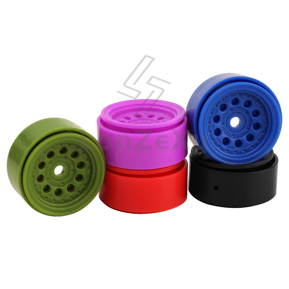 LonZeXy 1.0 inch Plastic Wheel Hub Rims or with Rubber Tires 4PCS For 1/24 SCX24 1/28 RC Off-Road Buggy Mini Model Truck 29.6mm Diameter Colorful RC Car Replacement Parts Style A