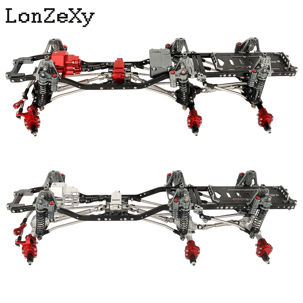 LONZEXY 6x6 RC Frame with Front Middle Rear Axles Gearbox for SCX10 II