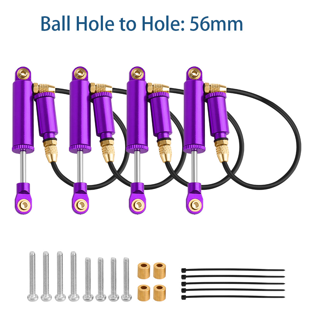 LonZeXy 4PCS Remote Reservoir Negative Pressure Shock Absorber 56/63/68/75/80mm Oil Damper For Traxxas TRX4M 1/18 RC Crawler Car Upgrade Aluminum Suspension Parts