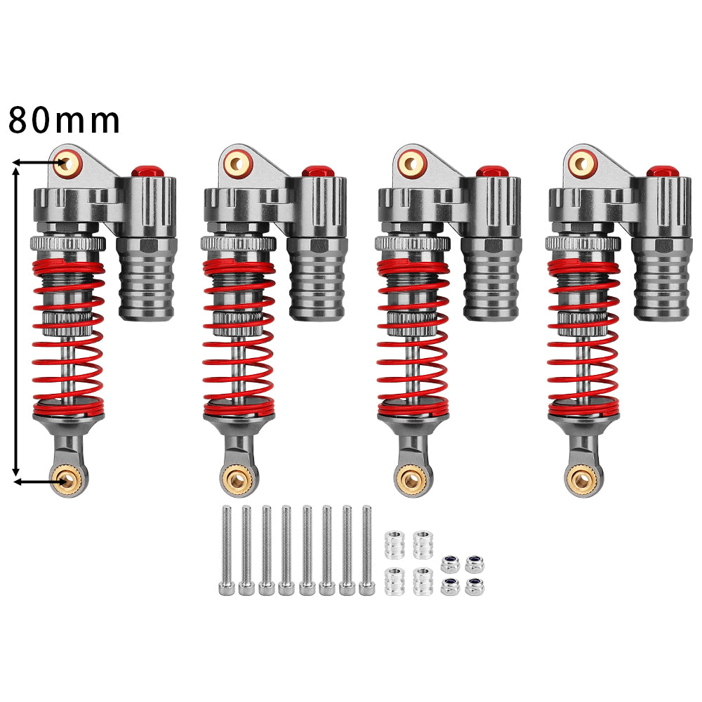 LonZeXy 4PCS 1/10 RC Crawler Piggyback Oil Shock Absorber 70/80/90/100/110/120mm Dual Spring Adjustable Damper For Axial SCX10 TRX4 D90 RC Off-Road Car Upgrade Parts