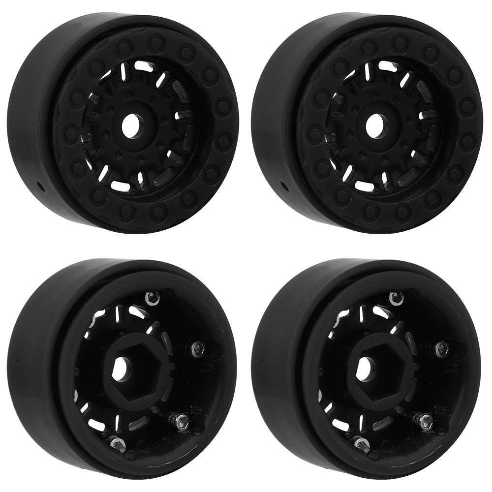 LonZeXy 1.0 inch Plastic Wheel Hub Rims or with Rubber Tires 4PCS For 1/24 SCX24 1/28 RC Off-Road Buggy Mini Model Truck 29.6mm Diameter Colorful RC Car Replacement Parts Style F