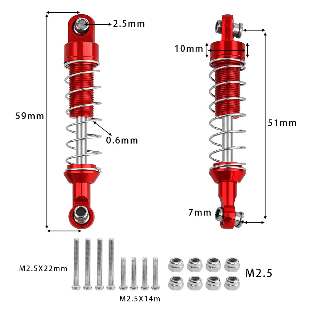 59mm Full Length Shocks Absorber 28.7g for MN 1/12 RC Crawler, Aluminum Internal Spring Damper