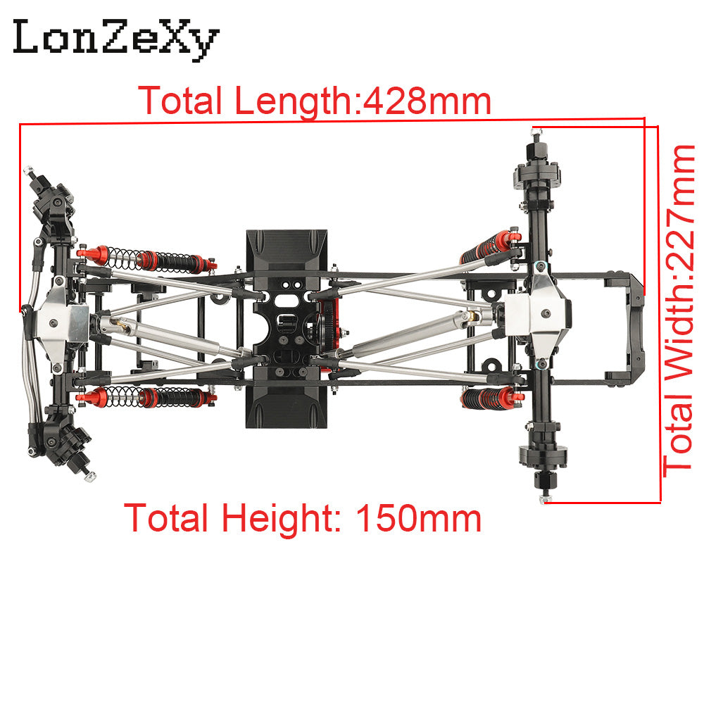 LONZEXY Carbon Fiber Frame Rail Kit Transmission Skid Plate for SCX10 Capra