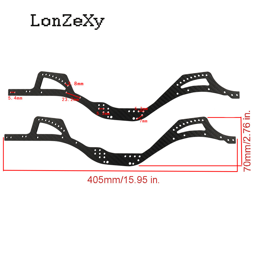LONZEXY Carbon Fibre Chassis Kit Frame Rails for SCX10 PRO
