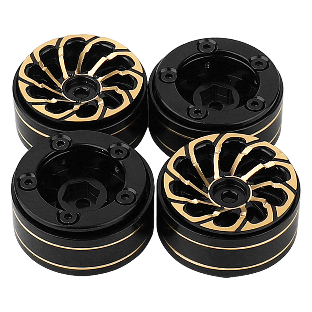 LonZeXy 1/18 1/24 RC Crawler Brass Beadlock Wheel Rims 4Pcs Black Gold Heavy Weight Wheel Hub RC Offroad Upgrade Parts
