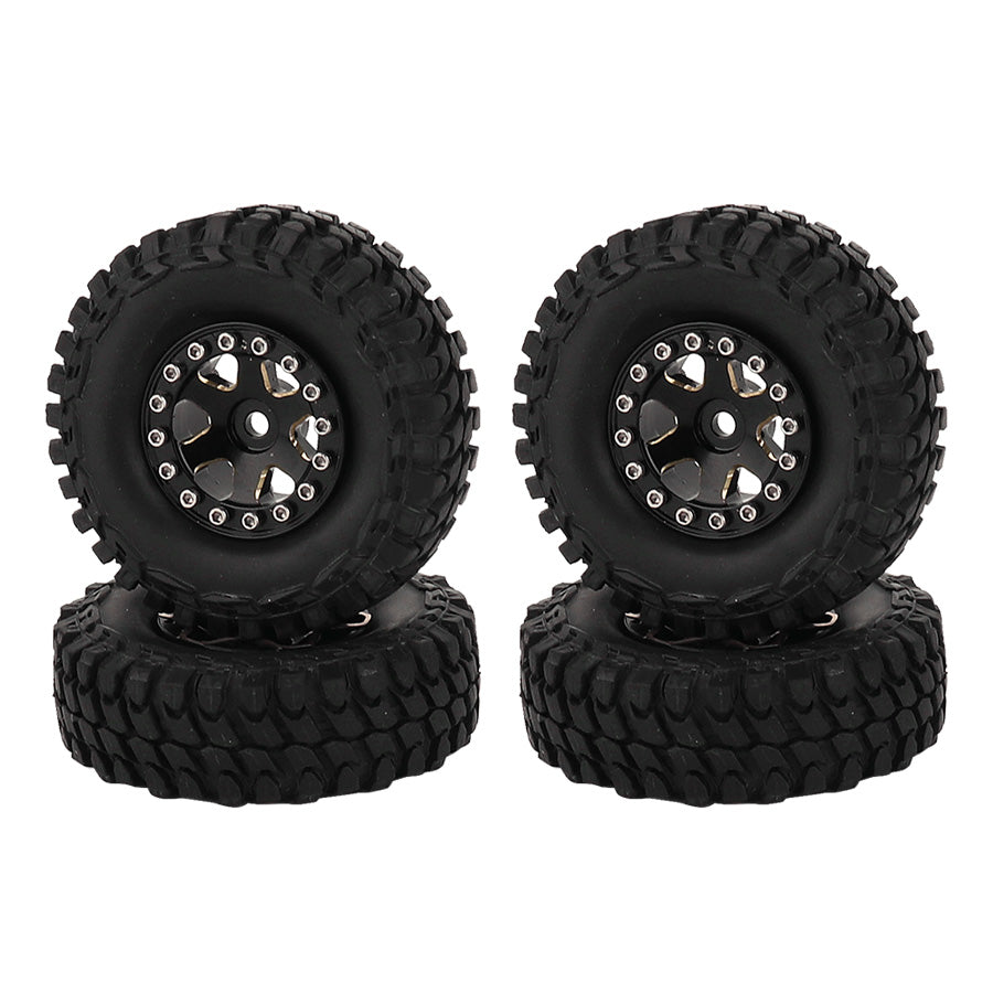 LonZeXy 1/18 1/24 RC Crawler Brass Wheel Rims 4Pcs Black Gold Heavy Weight Wheel Hub with Rubber Tires RC Car Upgrade Parts