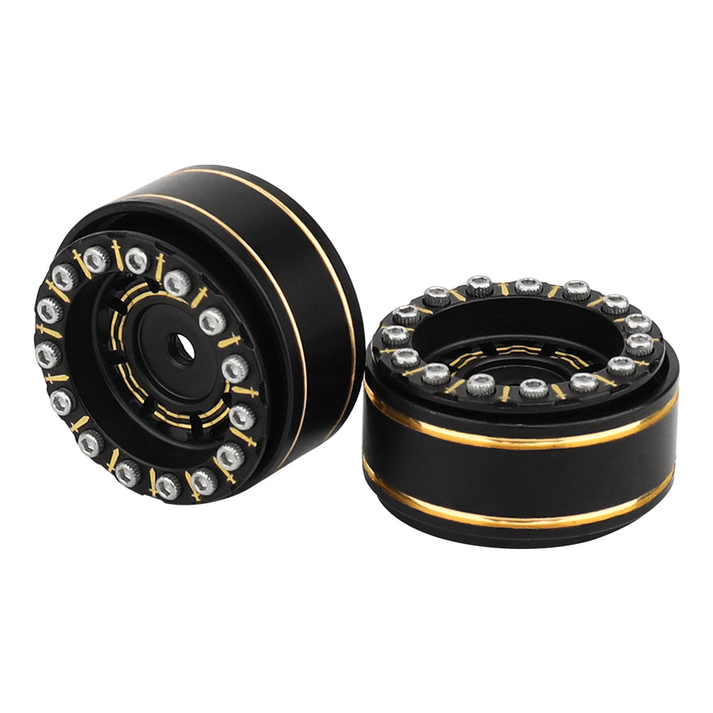 LonZeLy 1/18 1/24 RC Crawler Brass Beadlock Wheel Rims 4Pcs Black Gold With 55mm Rubber Tires RC Offroad Upgrade Parts