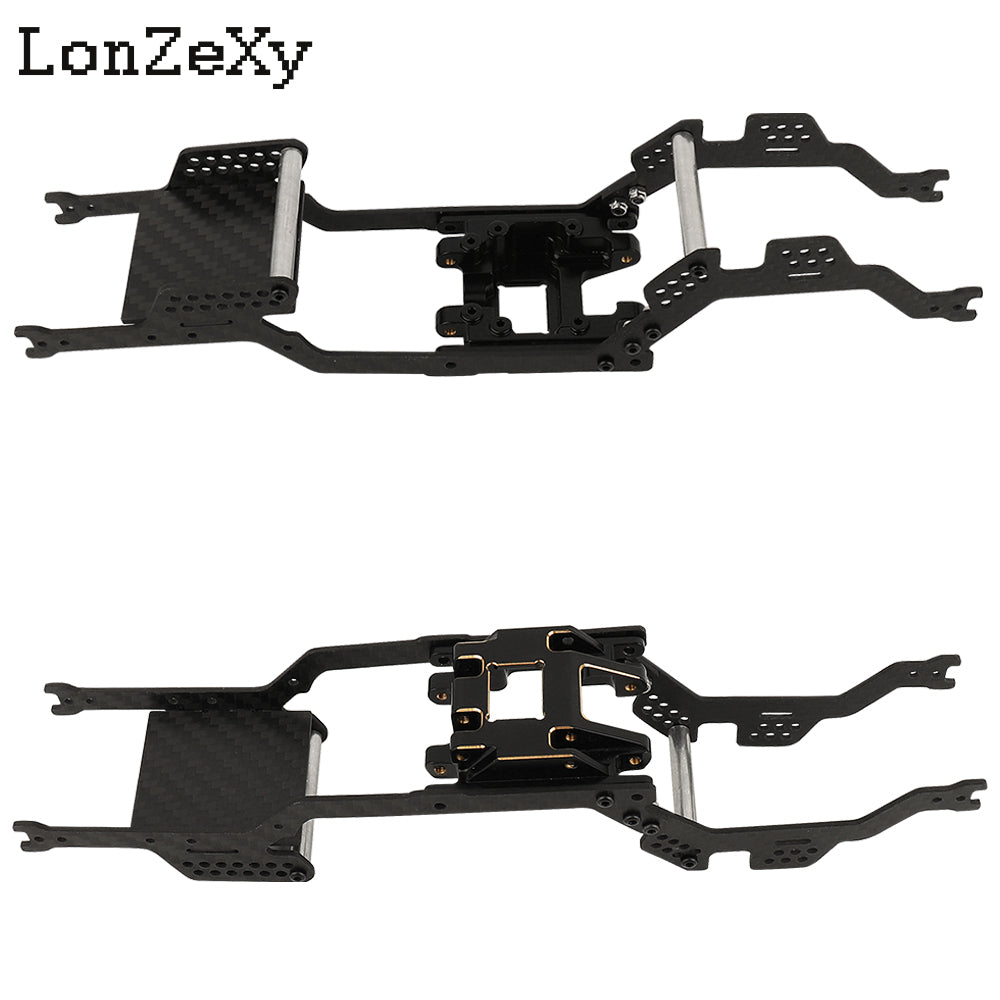 LONZEXY Universal LCG  Bronco Chassis Frame Kit +Brass Battery Plate for 1/18 TRX4M (Carbon Fiber)