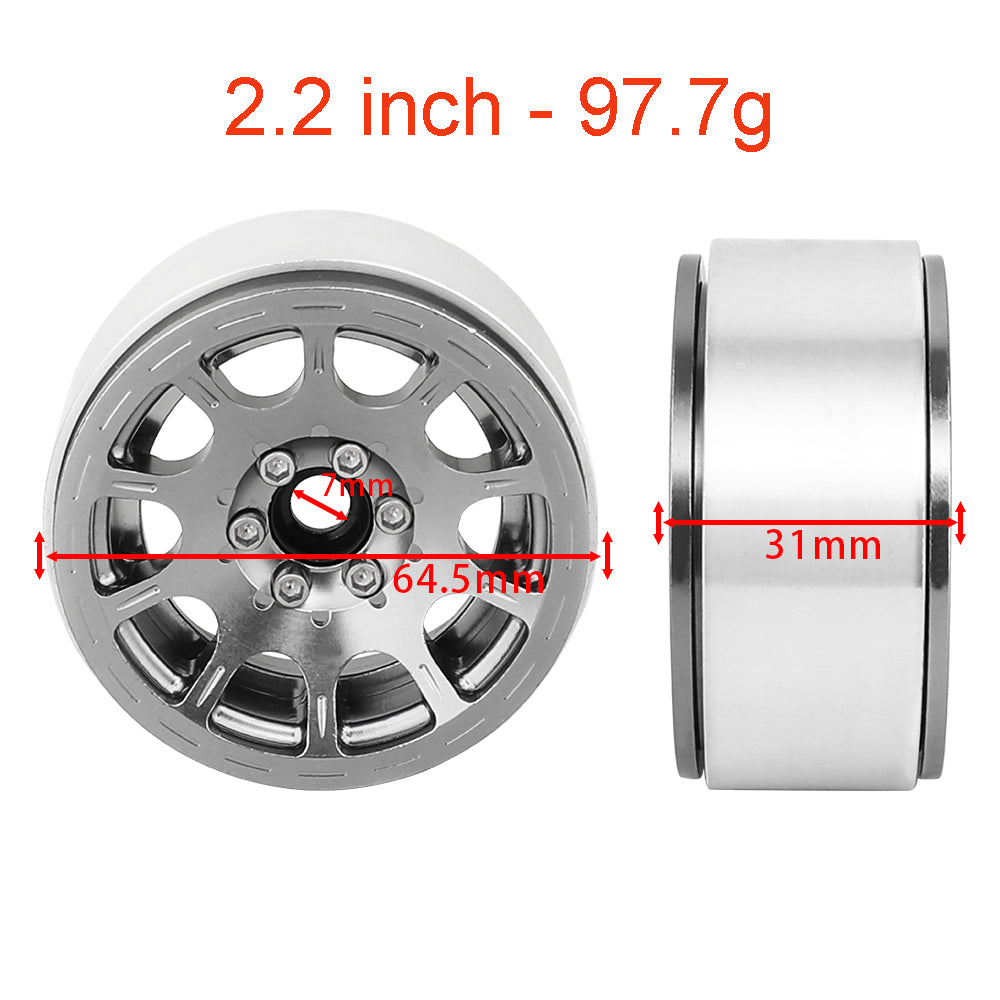 LonZeXy 2.2 Inch CNC Aluminum Beadlock Wheel Rims 97.7g For 1/10 RC Crawler, Replacement Wheel Hub For SCX10 TRX4